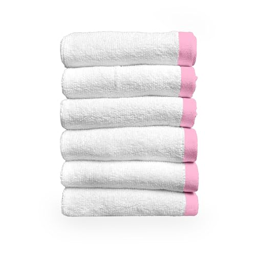 Image of Divine Casa 500 GSM Cotton Face Towel Set of 6 | 30 x 30 CM White Ultra Soft Luxury Cotton Face Towels | Highly Absorbent Quick Dry Washcloth Set