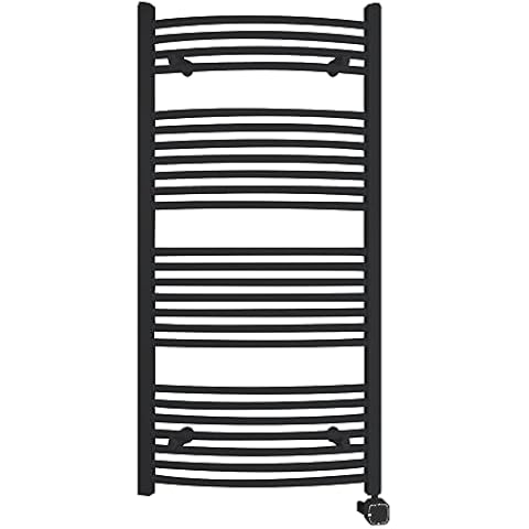 HEATGENE Smart Towel Warmer with Timer and Temperature Control, Plug-in/Hardwired Towel Rack Heater Compatible with Alexa and Google Home, Large Liquid Filled Smart Towel Heated Rails, Matte Black Cover