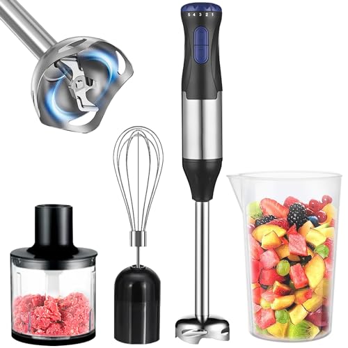 Consejos para Comprar batidoras de inmersion disponible en línea. 45 NICLY Batidora de Mano 4 en 1, Licuadora de Mano de Acero Inoxidable, Batidora Turbo de Inmersión 500W con 2 Velocidades, Picadora 500ml, Batidora de Huevo, Licuadora, Medidor...