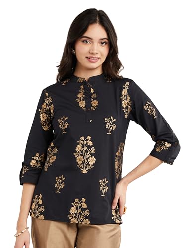 Image of Amazon Brand - Myx Women's Printed Regular Cotton Short Kurti (Available in Plus Sizes)