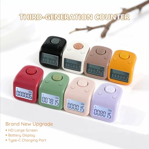 Image of Rechargeable Silent Finger Counter 6 Channels Digital Tasbih Tally Clicker with LED for Prayer Knitting Sports Gift