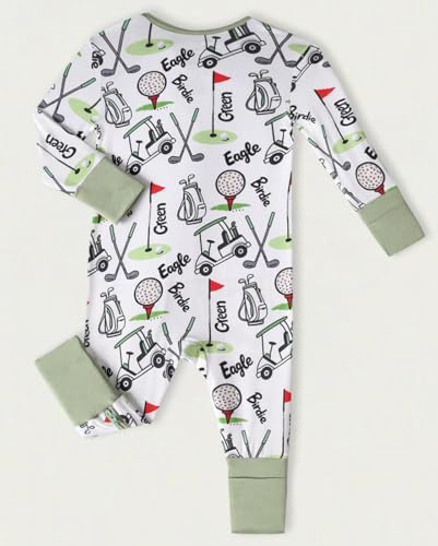 Image of Unisex Baby Bamboo Viscose Long Sleeve Romper, Cute Prints Zipper Footless Jumpsuit, Toddler One-Piece Outfits