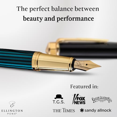 Image of Ellington Pens Luxury Fountain Pen Set - Extra Fine Nib - Includes 3 Ink Cartridges, Refillable Ink Converter, Gift Box -Fountain Pens For Writing, Calligraphy, Journaling, Sketching (Urban Hunter)