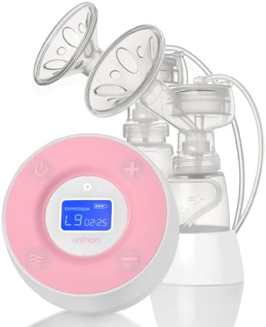 Unimom Double Electric Breast Pump –No Back Flow Hygienic Design, Certified Multi-User – BPA Free - Adjustable Suction, Pumping and Massaging Modes and Speeds - Touch LCD Display – by Unimom