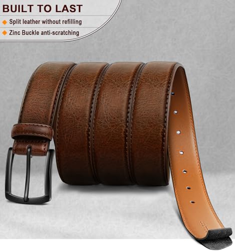 KEMISANT Men Belt-Genuine Leather Belt for Men Dress Casual Golf Jeans 1 3/8"3