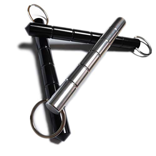 Kaiyuan Dynasty Self Defense Metal Keychain Aluminum Keyring 2 Black & 1 Silver Safe Blunt Chain For Pressure Tip Anti-Wolf Weapon Tactical 3 Pack #TOP1