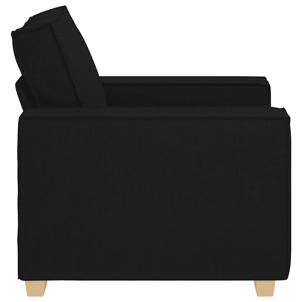 Sofa krzesło czarne 60 cm materiał, fotel z szerokimi podłokietnikami, przytulny fotel pojedynczy do salonu, biura, wytrzymała tkanina poliestrowa, stabilny stelaż z drewna i metalu