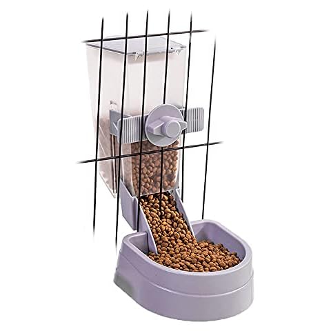 Oncpcare 1L Rabbit Cage Automatic Feeder Food Dish Small Animal Bin Feeder with Lid for Bunny Cat Ferret Chinchilla Guinea Pig Cover