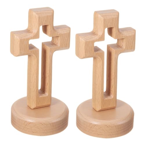 HEALEEP Croci In Legno Da 2 Pezzi Croce Autoportante Rustica Da Tavolo Decorazione Per Centrotavola Battesimali Decorazioni Per La Casa E La Chiesa Regali Di Preghiera