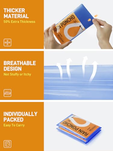 Image of SaphiRose Disposable Rain Ponchos Emergency Clear Poncho