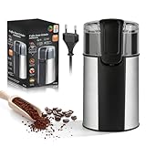 Kaffeemühle Elektrisch 280W mit Abnehmbarer Edelstahlkammer, 100g Füllmenge Gewürzmühle, One-Touch Grinder für Kaffeebohnen, Gewürze, Kräuter, Nüsse und Getreide