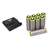 Produkt 1: KOMPATIBEL mit bis zu acht NiMH oder NiCd Akkus der Größen AA/Mignon/HR6 und AAA/Micro/HR03 | USB-Port (5V/1A) zum Aufladen von USB-Geräten wie Smartphone, Powerbank und Kamera - 2in1 Akku Ladegerät ideal auch auf Reisen