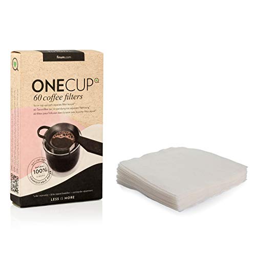 finum® 60 ONE CUP Coffee Filters - Kaffeefilter für die ONE CUP Halterung, Papier-Kaffeefilter, Filter für Kaffeepulver, Kaffeefilterhalter, Kaffeebereiter für Becher, BPA-frei - 60 Filter Cover
