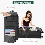 Expandable Luggage Collapsible Suitcase with Wheels Large Foldable Travel Bag Rolling Duffle Bag for Men Women, Black - Image 4