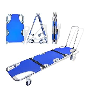 JJFFTAO,Rescue Stretcher,Medical Stretcher,Aluminum 4-Wheel Foldable Stretcher Trolley with Drawbar,Gurney Stretcher can Hold 350 lbs,Used in fire Rescue, Fitness venues, Hospitals, etc