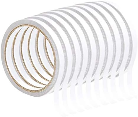 Yesoa 10 Pack 110 Yards Double-Sided Tape Adhesive Sticky Tapes For Arts and Crafts, DIY and Office,Each Roll 10 M/11 Yard, Width: 0.24 Inch (6 mm)
