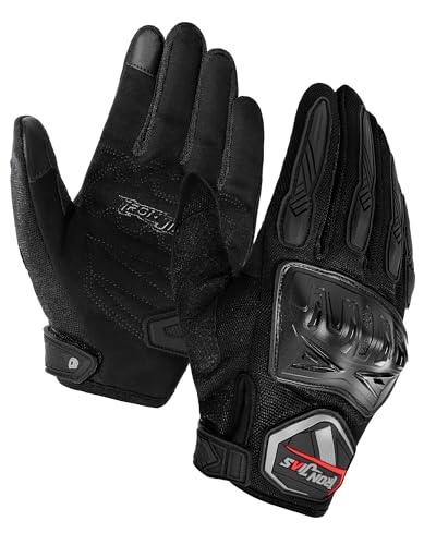 BORLENI Guantes de Moto, Dedo Completo Transpirable Guantes de Moto con Pantalla Táctil Guantes de Nudillos Verano