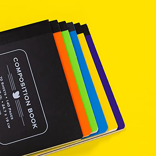 Cahier de composition ligné BAZIC à couverture poly résistante et couleurs assorties