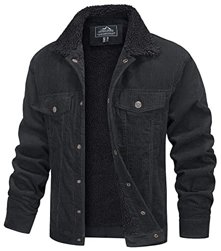 MAGCOMSEN Winter Coats for Men Corduroy Jacket Men Sherpa Lined Warm Thicken Cotton Trucker Coat with 5 Pockets