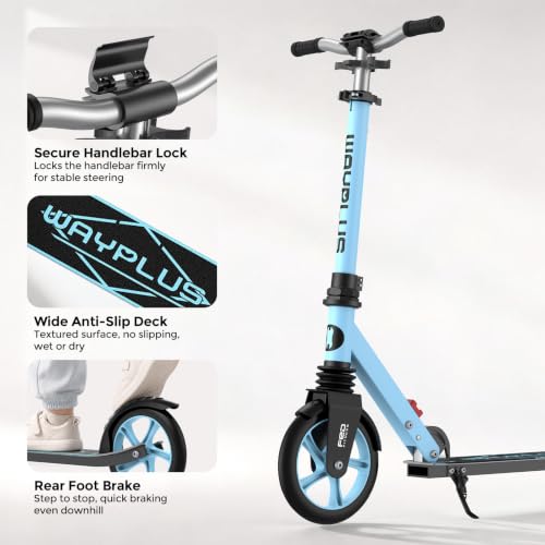 Image of WAYPLUS Kick Scooter for Ages 6+,Kid,Teens & Adults.8 Big Wheels,240lb
