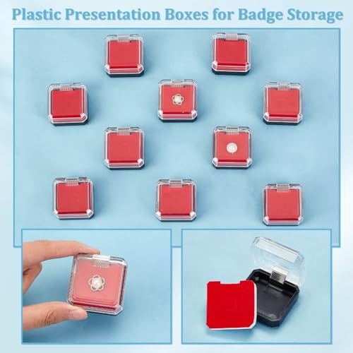 Image of OLYCRAFT 10Pcs Clear Plastic Gift Box For Pin 1.4x1.4x0.3 Inch Black Red Presentation Boxes for Badge Clear Lapel Pin Presentation Display Case for Lapel Pin Gemstone Storage Display