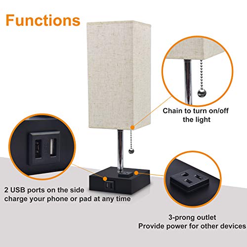 Comzler Usb Table Lamp, Small Lamp Bedside Lamp With Usb Port To Recharging Your Devices,Warm Led Bulb Included,Ambient Light thumb #3