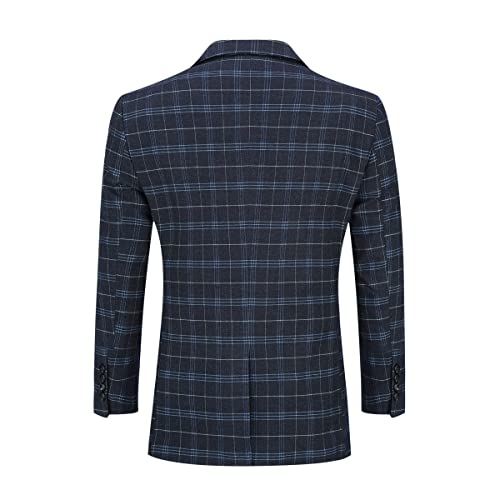 Allthemen Herren Anzug Zweiteilig Kariert Business Anzüge Smoking 2-Knopf Sakko für Hochzeit – Bild 3