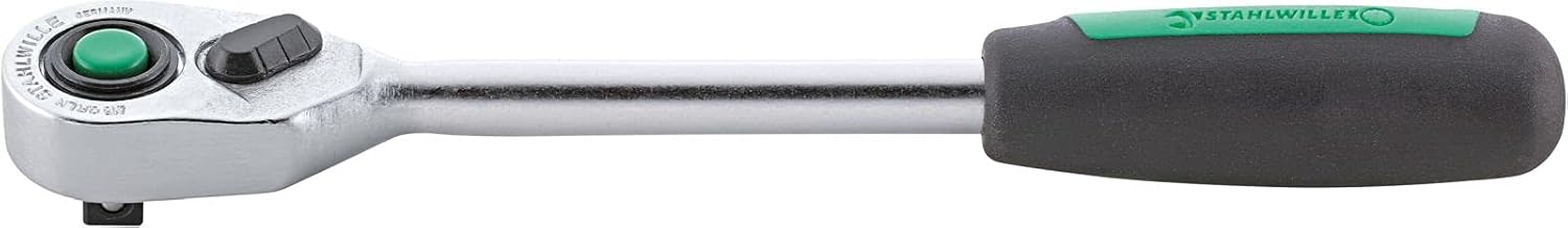Stahlwille 11111040 QuickRelease Reversible Ratchet, Fine Tooth, 1/4 inch Drive, with 80 Teeth, Non-Slip 2 Component Handle, Length 153mm, Made in Germany