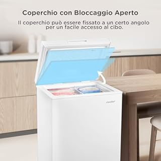 COMFEE' RCC146WH2EU(E) 143L Congelatore a pozzetto indipendente, Conversione tra congelatore e frigorifero, compressore inverter, Adatto per strutture esterne, garage e capanni, Bianco