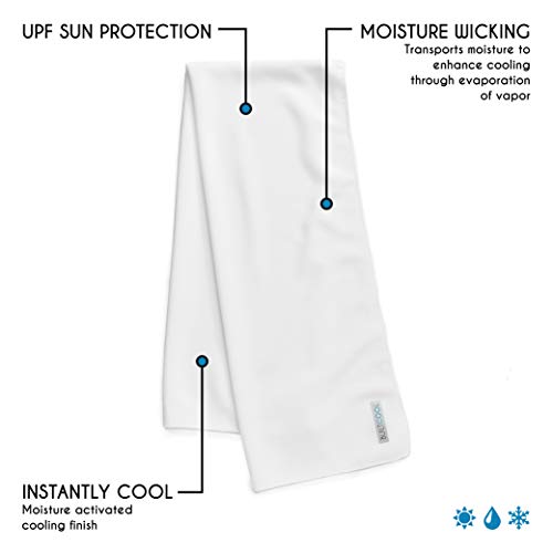 BUILTCOOL Adult Cooling Towel - Men & Women Chilly, Lightweight, Soft, Neck and Face Cooling Towel for Sport, Camping, Hunting, One Size, White, 3 Pack