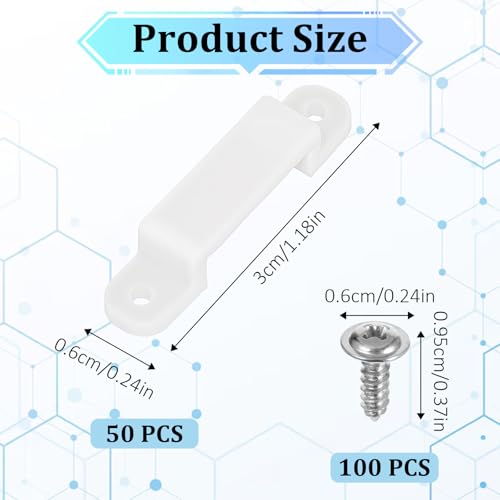 Image of 50 Pack Strip Light Mounting Brackets, Led Strip Light Holder, LED Clear Clips Outdoor Fixed Clips LED Tape Clamp, Waterproof Double Side Fixing, for 14 mm Wide IP67 /68 Strip Lights with 100 Screws