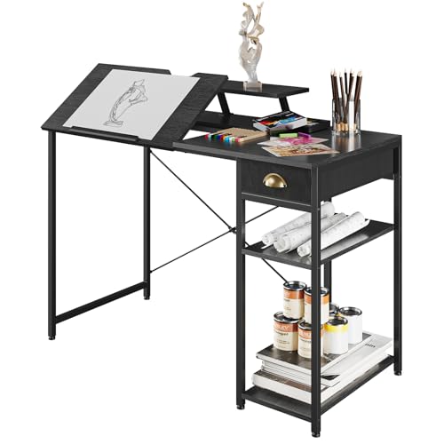 X-cosrack black drafting table with monitor stand
