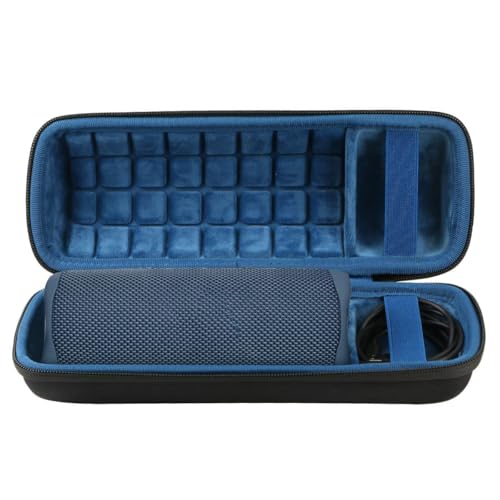 co2crea Hard Travel Case Replacement for JBL FLIP 5 Waterproof Portable Bluetooth Speaker (Black Case + Inside Blue)