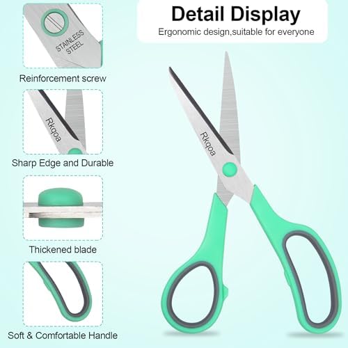 Scissors, 6 Pack 8" All Purpose Comfort-Grip Sharp Shears for Everyday Use - 5