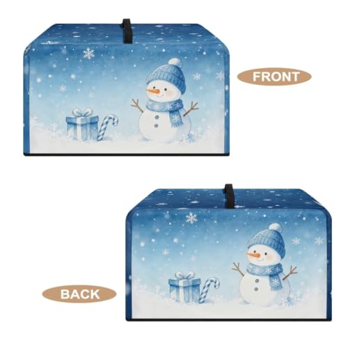 Image of Convection Oven Dustproof Cover, Washable Microwave Oven Cover Small Appliance Accessories for Christmas, L, 20.9 x 15.7 x 12.4 Inches, Blue Snowman Snowflake Pattern