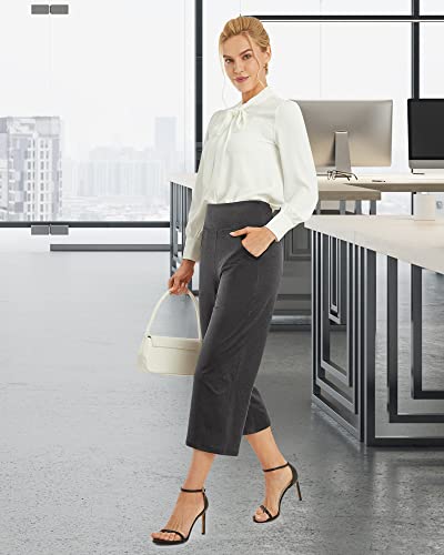 Image of Promover 14 inch /21 inch /23 inch /25 inch Inseam Capri Pants for Women Wide Leg Yoga Cropped Pants with Pockets Loose Casual Summer Pant
