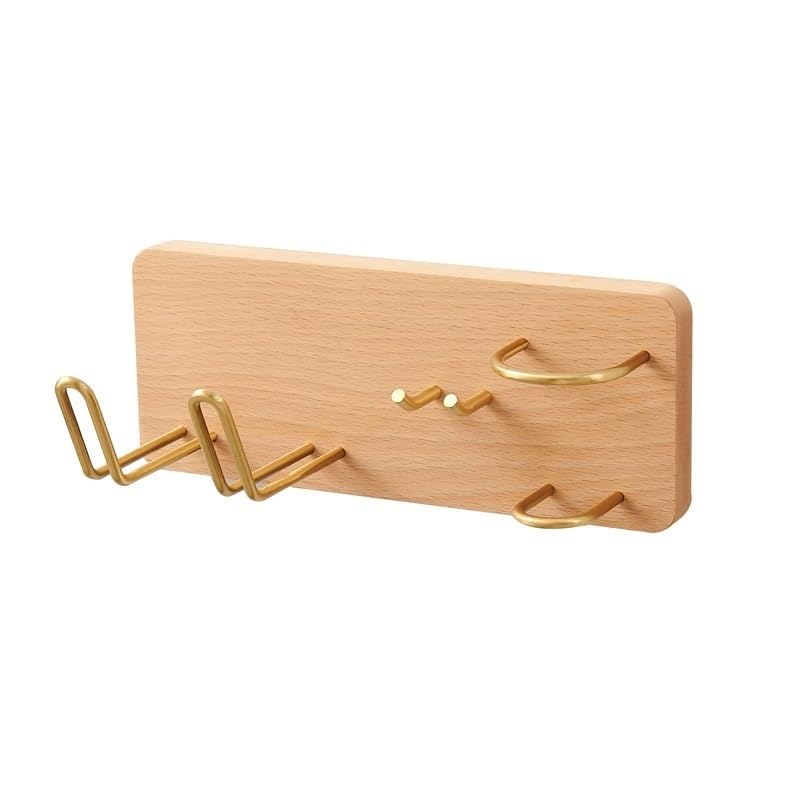 Soporte for secador de Pelo montado en la Pared, Soporte for Madera, Estante organizado, for alisador, Juego Accesorios baño for el hogar(Beech,10x25)