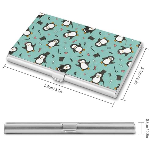 Funny Penguins Business Card Holder Alloy Multi Wallet Credit Card ID Pocket Name Case2