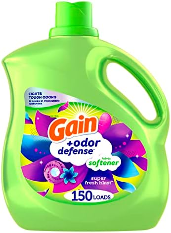 Gain + Odor Defense Fabric Softener Liquid, Super Fresh Blast Scent, 150 Loads, He Compatible(Packaging may vary) Gain + Odor Defense Fabric Softener Liquid, Super Fresh Blast Scent, 150 Loads, He Compatible(Packaging may vary)