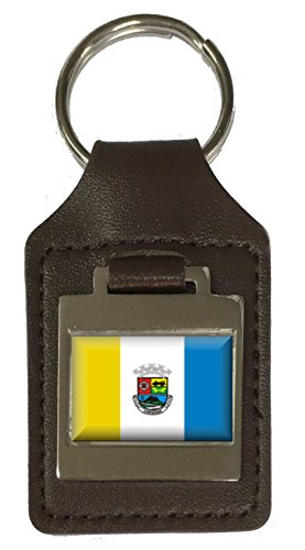 Porte-clés en cuir gravé Aperibe City Rio De Janeiro marron