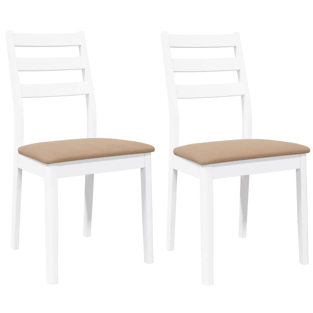 Sillas de comedor con cojines 2 piezas de madera maciza de caucho blanco – Sillas ergonómicas con respaldo cómodo para sentarse durante mucho tiempo, resistente a los golpes y duraderas, ideal