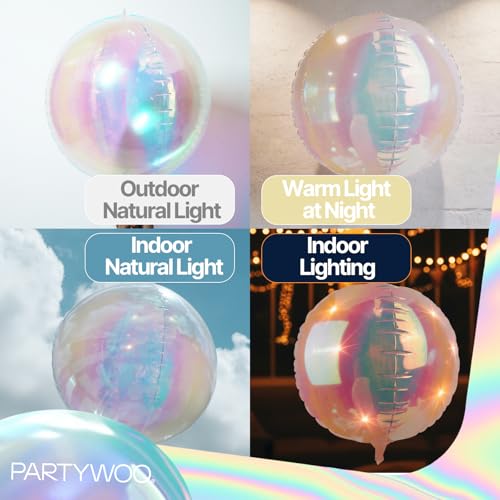 Image of PartyWoo Iridescent Foil Balloons 20pcs Large Round Giant Jumbo 4D Balloons