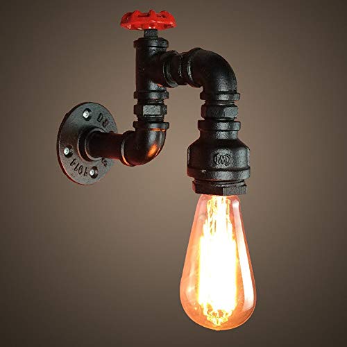 Vintage Industrial Retro Rústico Luz de pared Steam Punk Loft Hierro Óxido Tubería de agua Lámparas de pared E27 Titular de la lámpara Base Aplique Lámpara Tuberías de agua Estilo Decoración interior