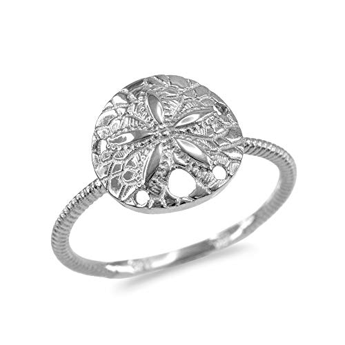 Claddagh Gold Certified 925 Sterling Silver Twisted Rope Band Sand Dollar Ring
