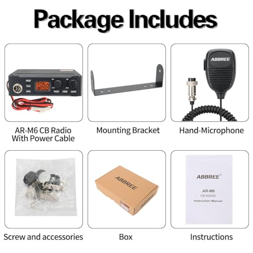 Abbree AR-M6 Cb Radio For Truckers Long Range Am Fm Professional Portable Cb Radios Kit,Compact Design,Travel Essentials,Instant Emergency Channel 9/19,Full 40 Channels thumb #7
