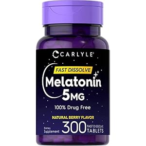 Carlyle Melatonin 5 mg Fast Dissolve 300 Tablets | Natural Berry Flavor | Vegetarian, Non-GMO Supplement
