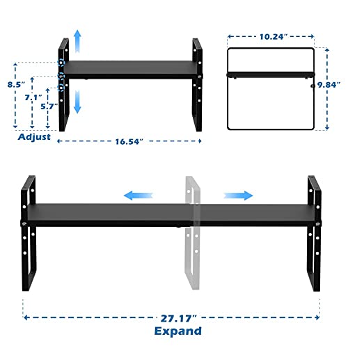 Sanno Expandable Shelf Rack Kitchen Cupboard Shelf, Stackable Cabinet Shelf Organizer Storage Rack, Countertop Organizer Kitchen Pantry Cupboard Pantry,Black, 10" W, 1 Pack #TOP2