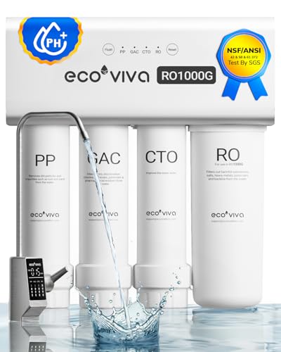 Ecoviva RO1000G Tankless 9-Stage Commercial Reverse Osmosis Water Filtration System, NSF/ANSI 58, 1000GPD German Design 3:1 Pure to Drain,10 Years Fully Sealed Solid & Reliable, Alkaline PH+ image 2