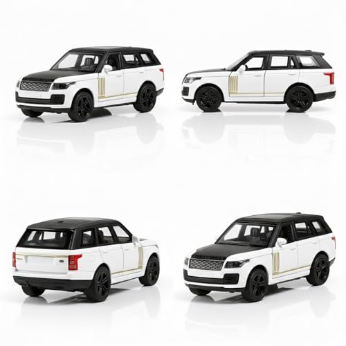 Image of 1:36 Scale Range Rover Toy Car - Die-Cast Alloy Pull-Back SUV Model with Lights & Sound, Openable Doors - Metal Toy Car for Kids, Boys & Collectors (White)
