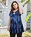 MONNURO Womens Plus Size Keyhole Summer Tops Sexy Swing Tunics Casual Loose Flowy Shirts Blouses Tie Dye Blue